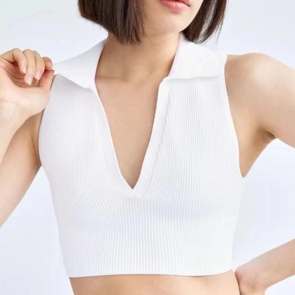 ARITZIA BABATON sculpt knit polo top white size medium - Picture 1 of 5
